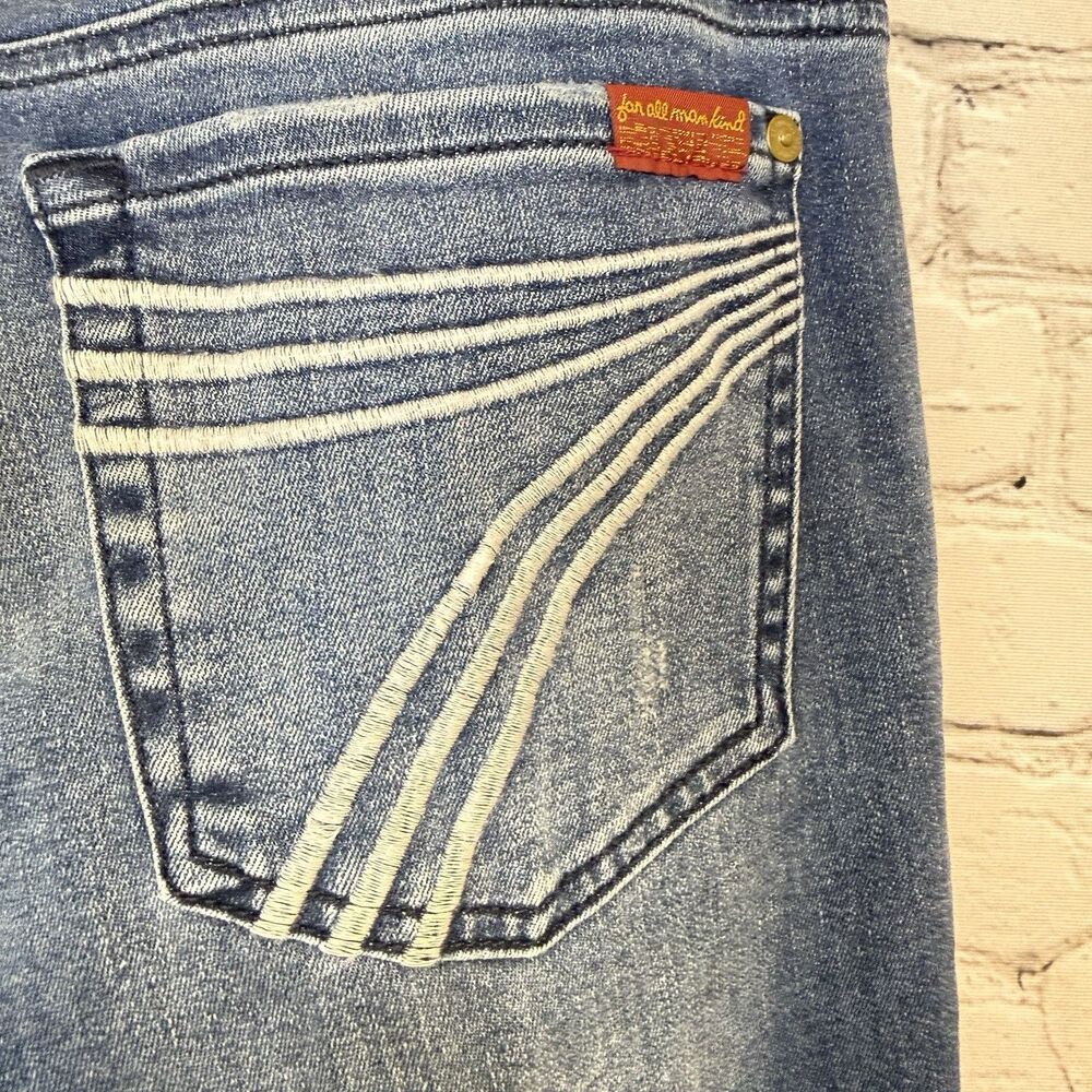 7 For All Mankind DOJO Slim Illusion Flare Jeans Mid Rise Pond Blue Women's 30 - Picture 7 of 15